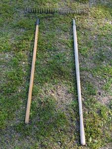 lot 316 image: Set of Metal Rakes - Both Wood Handles