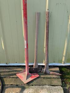 lot 308 image: 3 Piece Landscaping Set - 10 Stomper - Dual Head Axe - Pick Axe