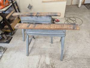 lot 385 image: Pair of Folding Galvanized Saw Horses - Quality
