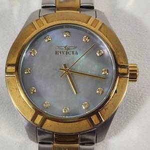 lot 29 image: Womans INVIKTA Wrist Watch Opal Face GoldSilver Band 18326 Great Condition