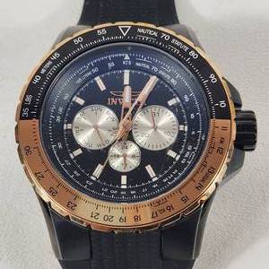 lot 36 image: New Mens INVIKTA Wrist Watch Blue Face Black Band 37032 Japan Movement