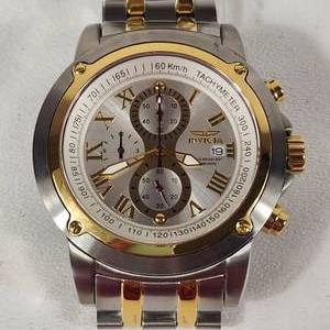 lot 52 image: Mens New INVICTA Wrist Watch SilverGold With Date 4889 Japan Movement Sapphire Crystal
