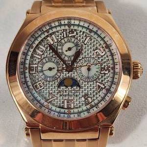 lot 55 image: Mens INVICTA Wrist Watch Gray Pattern Days Months Copper Color Band 4824 Excellent Condition Needs Battery