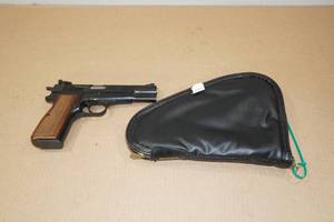 lot 26 image: 1973 Browning Hi-Power 9mm Semi-Auto Pistol - Original Soft Case