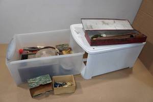 lot 168 image: Assorted HuntingFishing - Tackle, Reel Parts, Shotgun Cleaning Rod