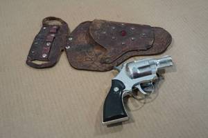 lot 189 image: Vintage Cap Gun with Leather Red Ranger Holster