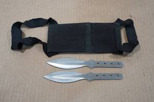 lot 261 image: Silver Wings Spear Point Throwing Knives with Wrist Holster