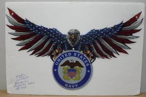 lot 276 image: Metal US Navy Patriotic Colorized Eagle
