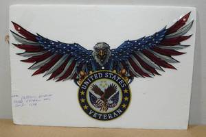 lot 277 image: Metal United States Veteran Patriotic Colorized Eagle