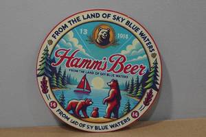 lot 290 image: Novelty Metal Sign - Hamms Beer