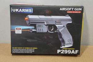 lot 299 image: UKArms P299AF Spring Powered Airsoft Gun with Laser