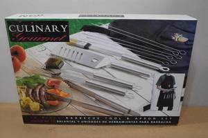 lot 320 image: Culinary Gourmet 12-Piece BBQ Tool Set and Apron
