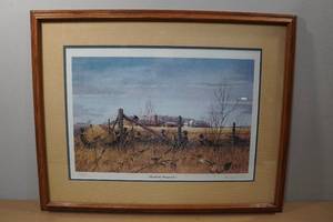 lot 333 image: Framed Les Kouba Print Roadside Ringnecks