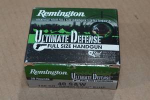 lot 360 image: 20 Remington Ultimate Defense .40 S&W 180 Gr Golden Saber BJ HP Ammo