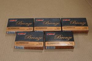 lot 365 image: 100 PMC Bronze .223 Rem 55 Gr FMJ BT Ammo