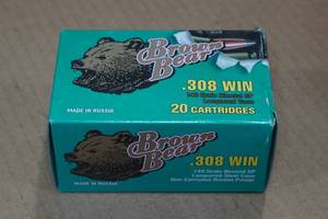 lot 372 image: 20 Brown Bear .308 Win 140 Gr SP Steel Case Ammo