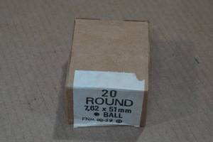 lot 373 image: 20 Military Surplus 7.62x51mm (.308) Ball Ammo