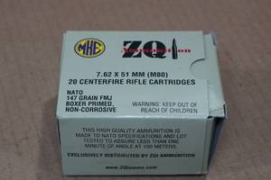 lot 375 image: 20 ZQ 7.62x51mm (.308) 147 Gr FMJ Ammo