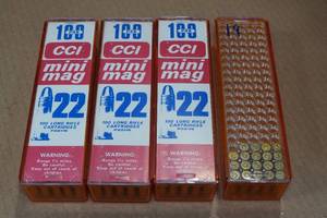 lot 395 image: 319 CCI Mini Mag .22 LR  40 Gr Plated RN Ammo