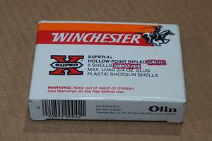 lot 403 image: 5 Winchester Super-X 20 Gauge 2-34 Rifled HP Slugs
