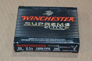 lot 405 image: 5 Winchester Supreme Elite 20 Gauge 2-34 Sabot Slugs