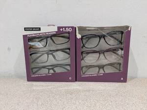 lot 54 image: 2PKS. FOSTER GRANT 1.50 FLEXIBLE PLASTIC READERS (3 PER PACK)