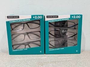 lot 56 image: 2PKS. FOSTER GRANT 2.00 FLEXIBLE PLASTIC READERS (3 PER PACK)
