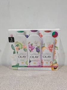lot 60 image: OLAY ESSENTIAL BOTANICALS BODY WASH 3PK.