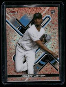 lot 42 image: Edward Cabrera RC 5050  2022 Finest Gold Refractor #21 Miami Marlins Baseball Card