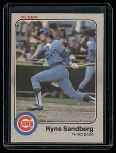 lot 61 image: Ryne Sandberg RC   1983 Fleer #507 Chicago Cubs Baseball Card