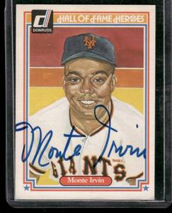 lot 108 image: Monte Irvin On Card Auto    1983 Donruss Hall of Fame Heroes #15 New York Giants Baseball Card