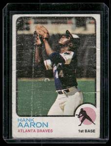 lot 34 image: Hank Aaron    1973 Topps #100 Atlanta Braves Baseball Card