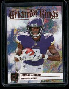 lot 183 image: Jordan Addison RC   2023 Donruss Rookie Gridiron Kings #RGK-10 Minnesota Vikings Football Card