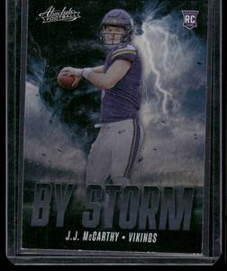 lot 186 image: J.J. McCarthy RC   2024 Absolute By Storm #2 Minnesota Vikings Football Card