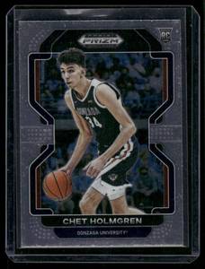 lot 225 image: Chet Holmgren RC   2022 Panini Prizm Draft Picks #51 Gonzaga Bulldogs Basketball Card