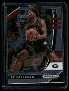 lot 26 image: Anthony Edwards RC   2020 Panini Prizm Draft Picks Collegiate #1 Georgia Bulldogs Basketball Card