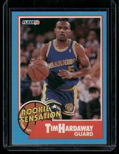 lot 251 image: Tim Hardaway RC   1990 Fleer Rookie Sensation #8 Golden State Warriors Basketball Card