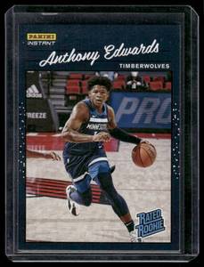 lot 28 image: Anthony Edwards RC   2021 Instant Rated Rookie #NO RR1 Minnesota Timberwolves Basketball Card