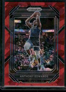 lot 262 image: Anthony Edwards    2022 Panini Prizm Red Cracked Ice #56 Minnesota Timberwolves Basketball Card