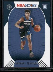 lot 263 image: Anthony Edwards RC   2020 Hoops #216 Minnesota Timberwolves Basketball Card