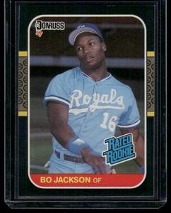 lot 80 image: Bo Jackson RC   1987 Donruss Rated Rookie #35 Kansas City Royals Baseball Card