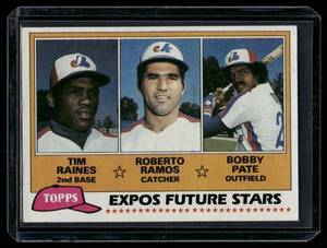 lot 88 image: Expos Future Stars - Tim RainesRoberto RamosBobby Pate RC   1981 Topps #479 Montreal Expos Baseball Card