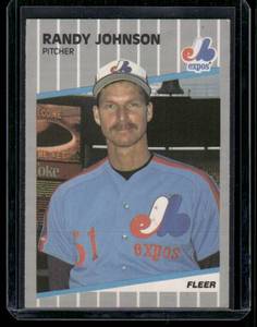 lot 98 image: Randy Johnson RC   1989 Fleer #381 Montreal Expos Baseball Card