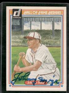 lot 107 image: Johnny Mize On Card Auto    1983 Donruss Hall of Fame Heroes #10 St. Louis Cardinals Baseball Card