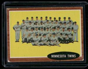 lot 110 image: Minnesota Twins High # SP    1962 Topps #584 Minnesota Twins Baseball Card