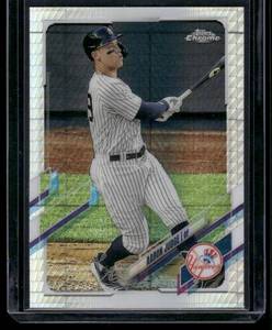 lot 114 image: Aaron Judge    2021 Topps Chrome #99 New York Yankees Baseball Card