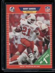 lot 127 image: Barry Sanders RC   1989 Pro Set #494 Detroit Lions Football Card