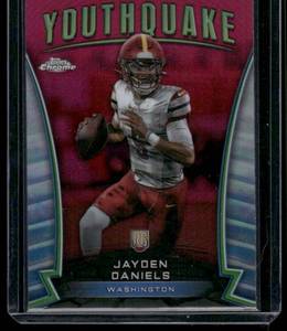 lot 128 image: Jayden Daniels RC   2024 Topps Chrome Youthquake Pink Refractor #Y-3 Washington Commanders Football Card