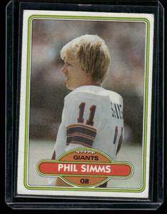 lot 130 image: Phil Simms RC   1980 Topps #225 New York Giants Football Card