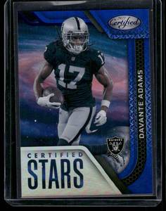 lot 157 image: Davante Adams  3575  2022 Panini Certified Stars Mirror Blue #CS-18 Las Vegas Raiders Football Card